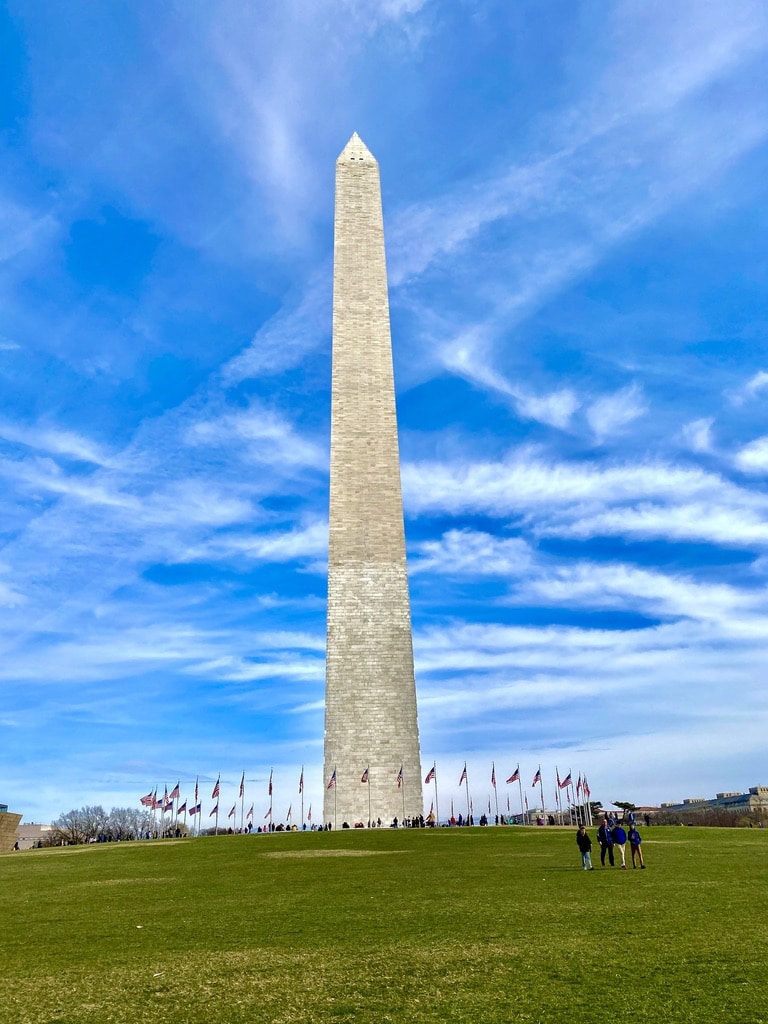 Washington Monument Against Blue Skies